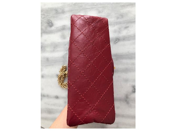Ristampa Chanel 2.55 Mini borsa, rosso e oro lucido hw - vista 9