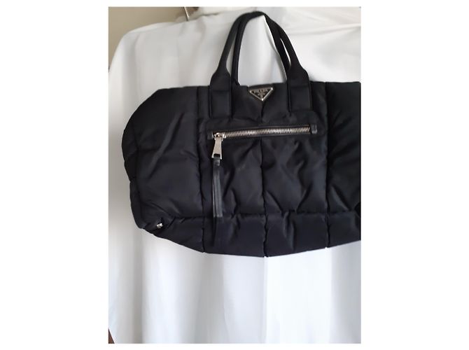 Borsa da viaggio Prada in nylon trapuntato nero - vista 6