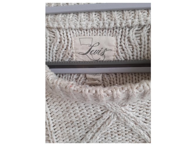 Pull en coton côtelé Levi's Eggshell Blanc cassé - vue 4