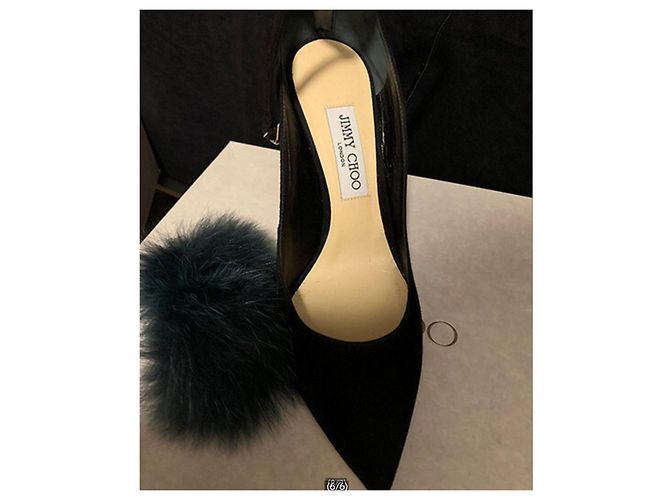 Jimmy Choo mit grünem abnehmbarem Fell Schwarz - Ansicht 3