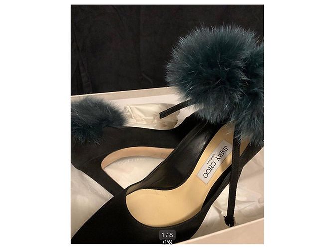 Jimmy Choo mit grünem abnehmbarem Fell Schwarz - Ansicht 5