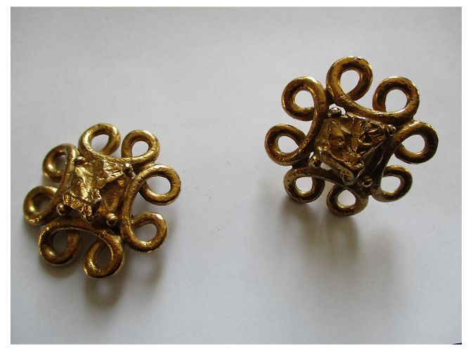 Yves Saint Laurent Barock Clips Goldfarbenes Metall Golden - Ansicht 2