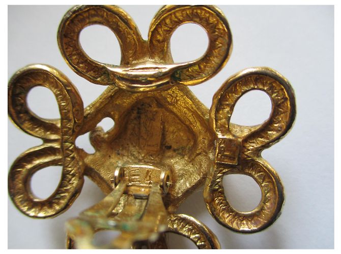 Yves Saint Laurent Barock Clips Goldfarbenes Metall Golden - Ansicht 3