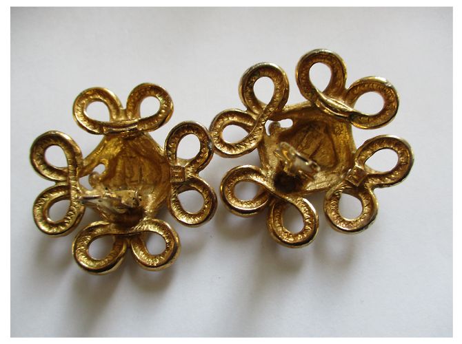Yves Saint Laurent Barock Clips Goldfarbenes Metall Golden - Ansicht 5