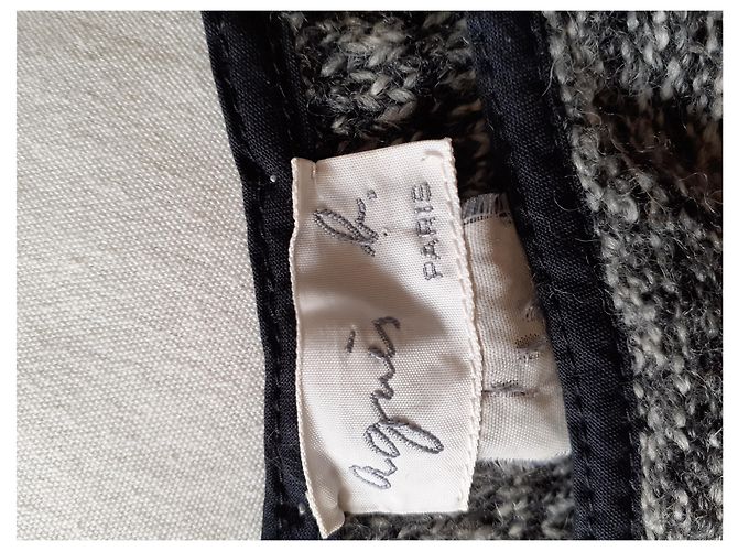 Falda de lana Agnès b. Negra Eggshell Negro Blanco roto - vista 2
