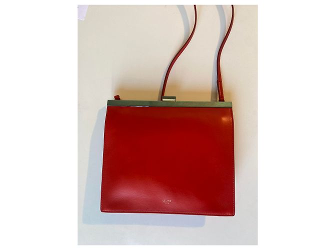 Borsa a mano Céline Clasp in pelle rossa Rosso - vista 6