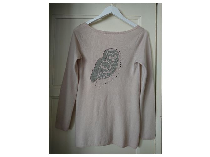 Berenice Woll und Kaschmir Pullover Beige Eulenmuster XS - Ansicht 6