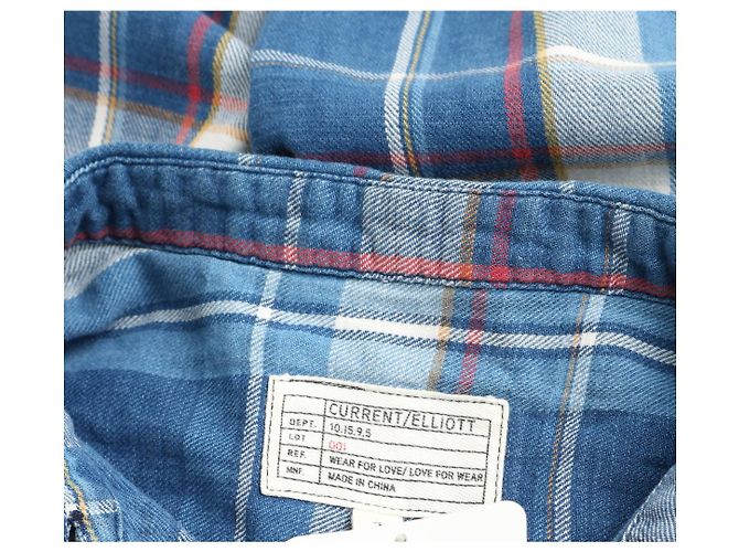 Camicia oversize scozzese Current Elliott Blu Cotone M - vista 3