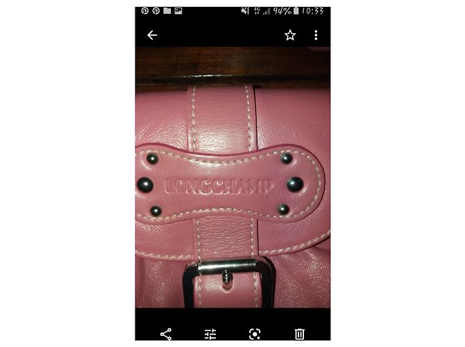 Idole Pochette Longchamp in pelle di agnello rosa - vista 3