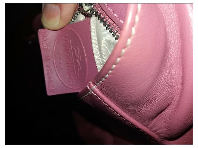 Idole Pochette Longchamp in pelle di agnello rosa - vista 5