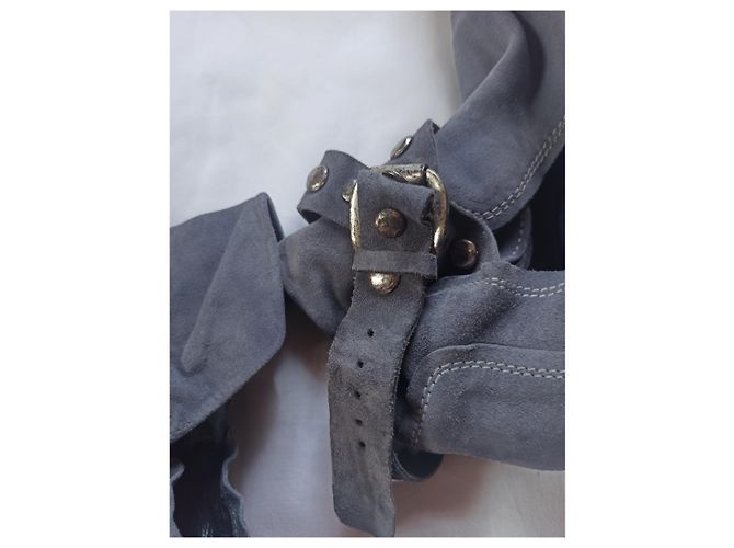 Stivaletti con borchie Vic Matié Grigio Blu Pelle di Cervo - vista 10