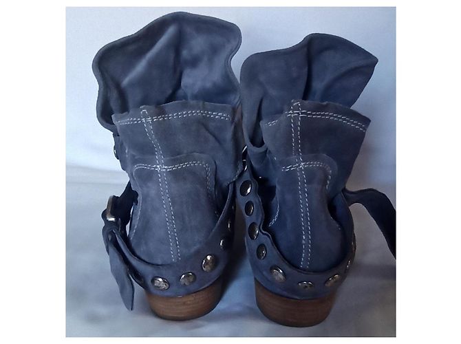 Stivaletti con borchie Vic Matié Grigio Blu Pelle di Cervo - vista 4