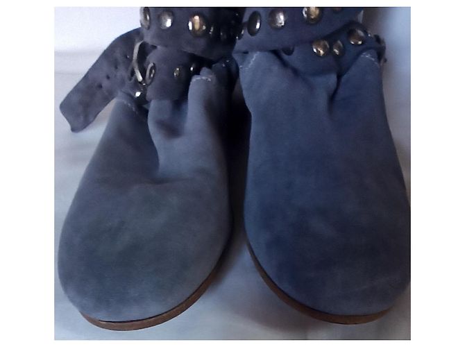 Stivaletti con borchie Vic Matié Grigio Blu Pelle di Cervo - vista 6