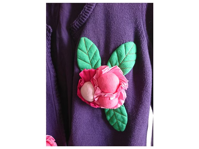 Manoush Weste aus Baumwolle Lila mit Blumenrelief - Ansicht 5