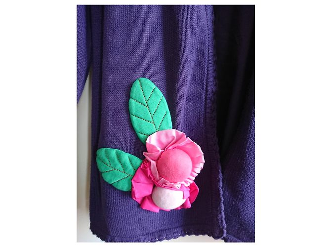 Manoush Weste aus Baumwolle Lila mit Blumenrelief - Ansicht 6