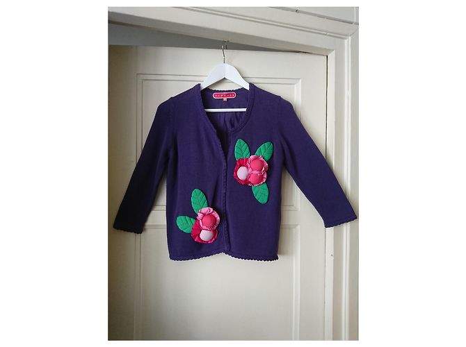 Manoush Weste aus Baumwolle Lila mit Blumenrelief - Ansicht 7