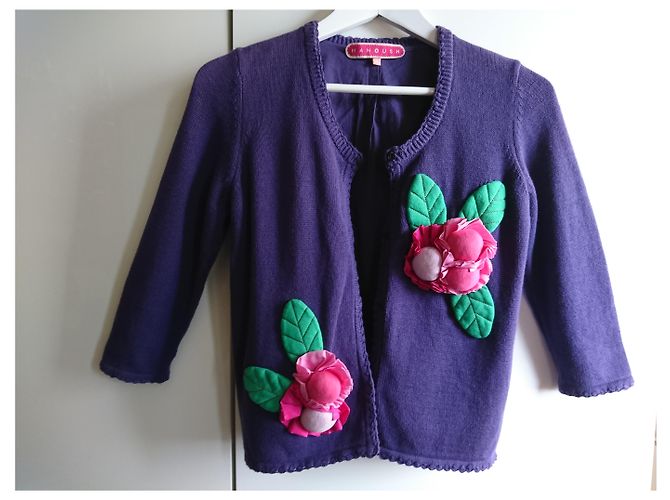 Manoush Weste aus Baumwolle Lila mit Blumenrelief - Ansicht 8