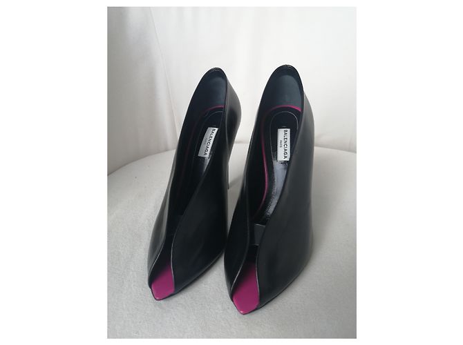 Décolleté Balenciaga in pelle nera 12cm Nero - vista 7