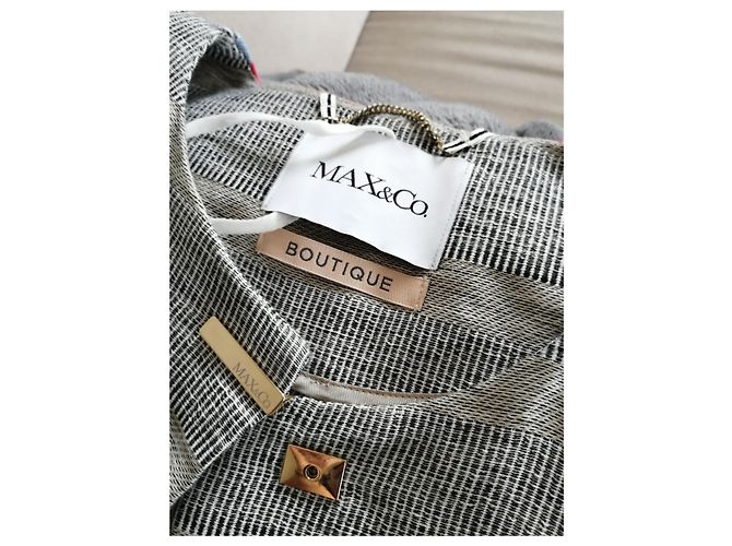 Cappotto Max & Co Grigio in Lino e Cotone - vista 4