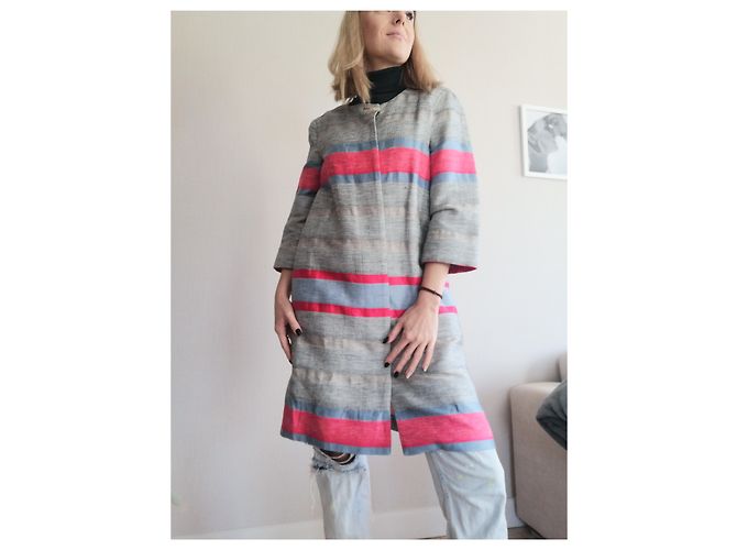 Cappotto Max & Co Grigio in Lino e Cotone - vista 5