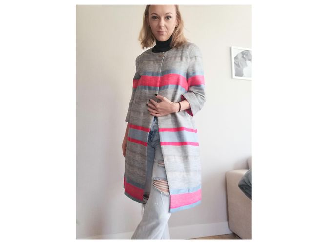 Cappotto Max & Co Grigio in Lino e Cotone - vista 6