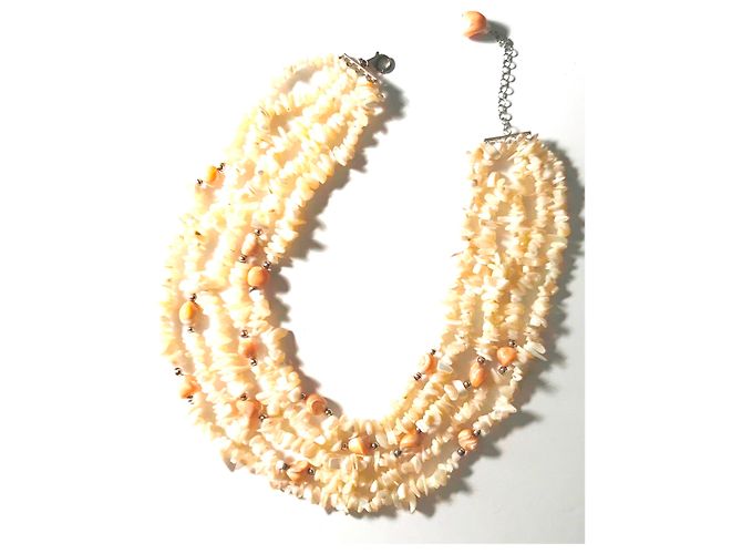 Autre Marque Collana con conchiglie puka hawaiane crema beige Crudo - vista 3