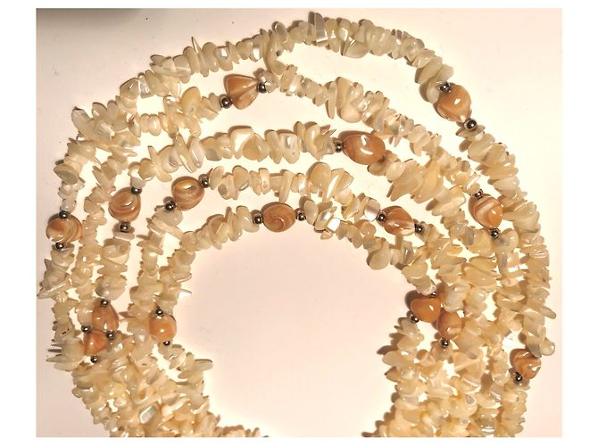 Autre Marque Collana con conchiglie puka hawaiane crema beige Crudo - vista 6