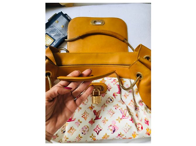 Bolso de mano Louis Vuitton de piel multicolor Rosa Naranja Púrpura Amarillo Coñac Blanco roto Caramelo Fucsia Gold hardware - vista 13