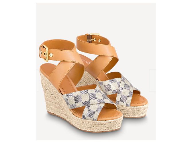 Louis Vuitton Sandales compensées LV neuf Beige - vue 2