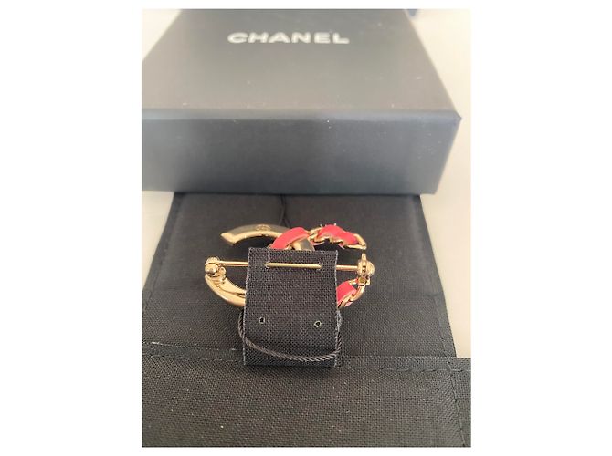 Spilla Chanel Golden con pelle e strass ( Nuovo mai indossato ) Gold hardware - vista 3