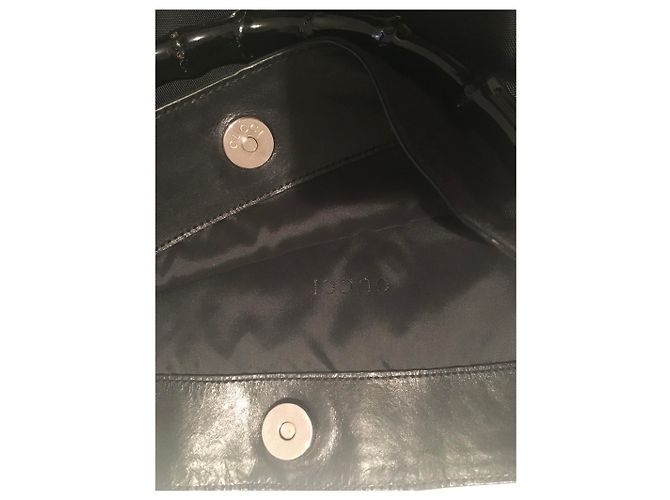 Borsa Gucci GG Hobo Bamboo in pelle e nylon nera Nero Silver hardware - vista 15