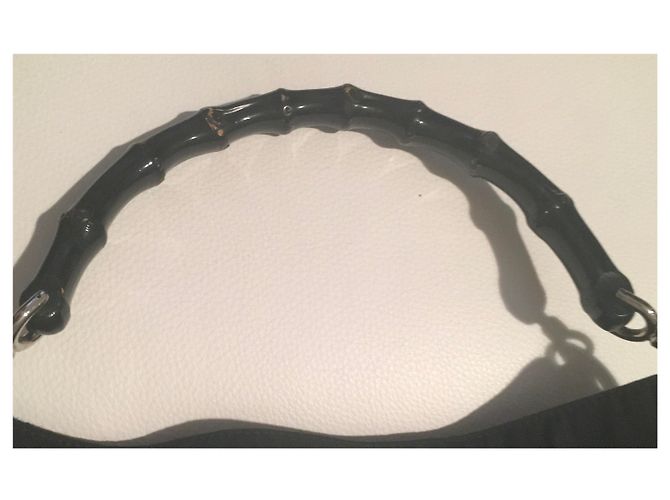 Borsa Gucci GG Hobo Bamboo in pelle e nylon nera Nero Silver hardware - vista 16