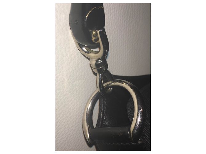 Borsa Gucci GG Hobo Bamboo in pelle e nylon nera Nero Silver hardware - vista 2