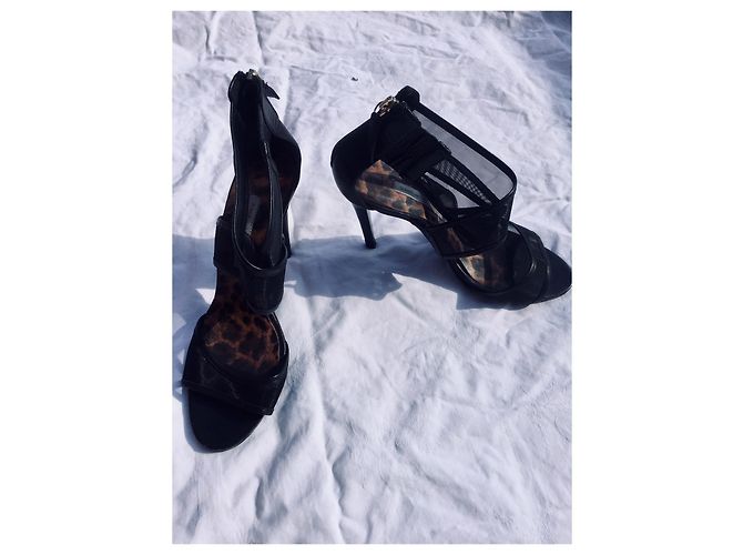 Diane Von Furstenberg DvF Mesh e pelle tacco alto Nero - vista 3