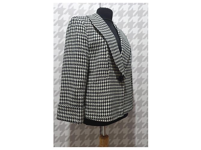 Autre Marque Blazer pied-de-poule John Meyer of Norwich noir et blanc - vue 2