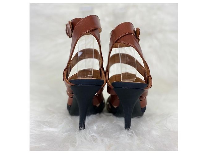 Dries Van Noten 2 sandali in pelle tono Marrone Nero - vista 4