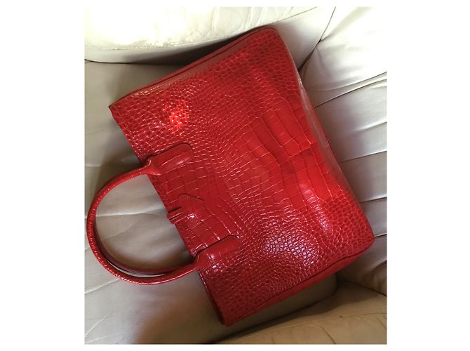 Roseau Longchamp VERMELHO CALFSKIN BAG estilo CROCO - vista 2