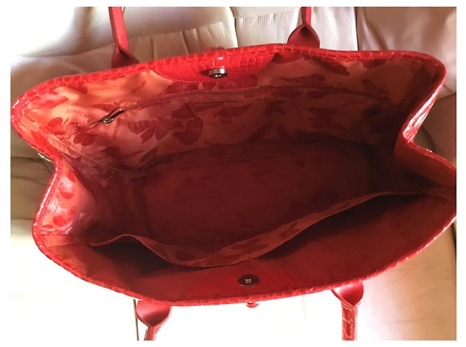 Roseau Longchamp VERMELHO CALFSKIN BAG estilo CROCO - vista 4