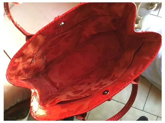 Roseau Longchamp VERMELHO CALFSKIN BAG estilo CROCO - vista 6