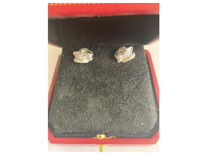 Orecchini Cartier Panthère in oro bianco smeraldo onice diamante - vista 4