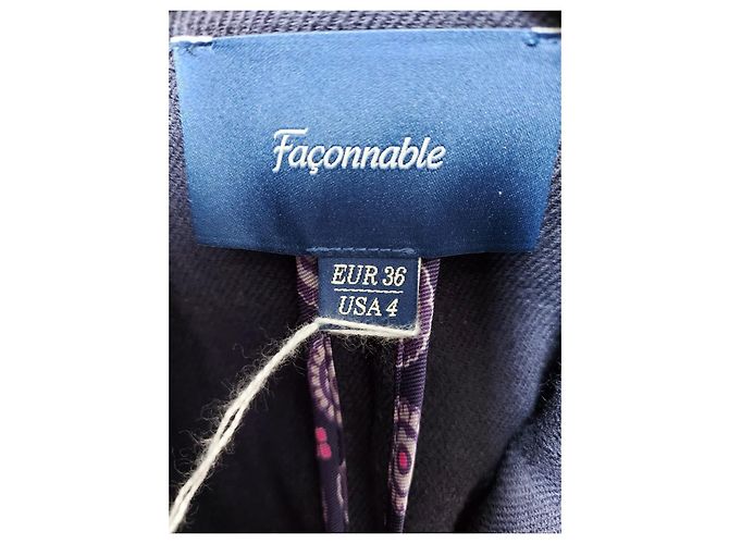 Façonnable Navy Blue Wool Blazer Jacket with Floral Inserts Size 36 - view 2