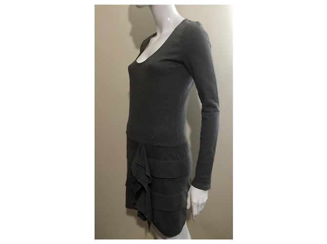 Patrizia Pepe Kleid in Grau aus Viskose mit Rüschen - Ansicht 2