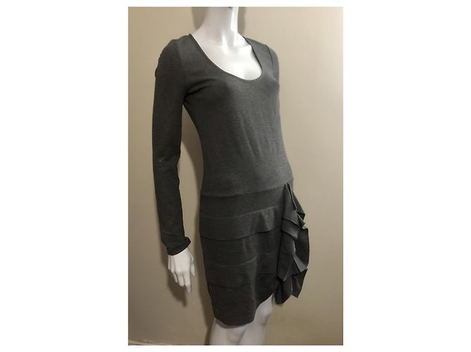 Patrizia Pepe Kleid in Grau aus Viskose mit Rüschen - Ansicht 4