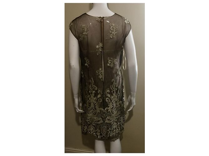 Marchesa Metallisches Cocktailkleid Schwarz Golden - Ansicht 4