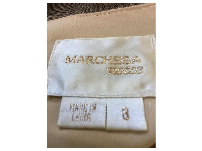 Marchesa Metallisches Cocktailkleid Schwarz Golden - Ansicht 5