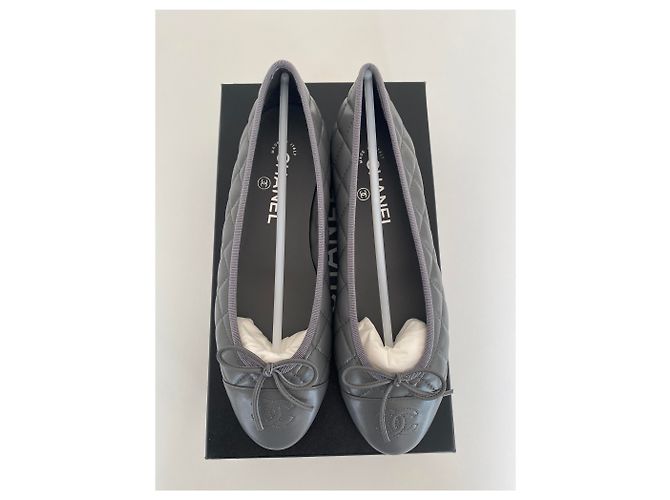 Bailarinas Chanel en piel gris , taille 38 - vista 4