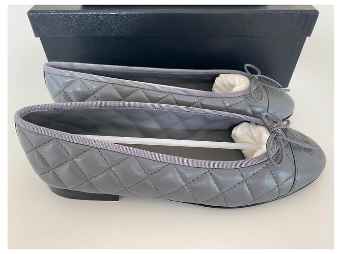 Bailarinas Chanel en piel gris , taille 38 - vista 6