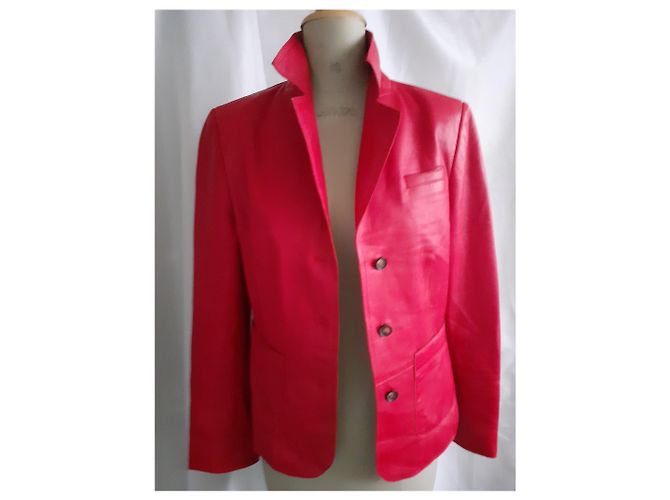 Autre Marque Lederjacke aus Lammfell Rot Vermelho - vista 2