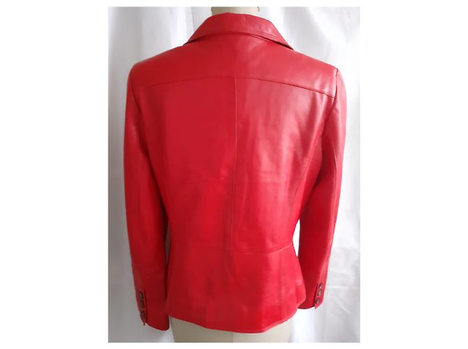 Autre Marque Lederjacke aus Lammfell Rot Vermelho - vista 6