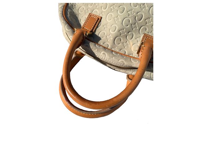 Borsa bowling Céline logo beige in scamosciato e pelle - vista 2